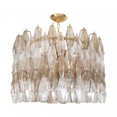 Nickel chandelier with tetrahedral glass shades